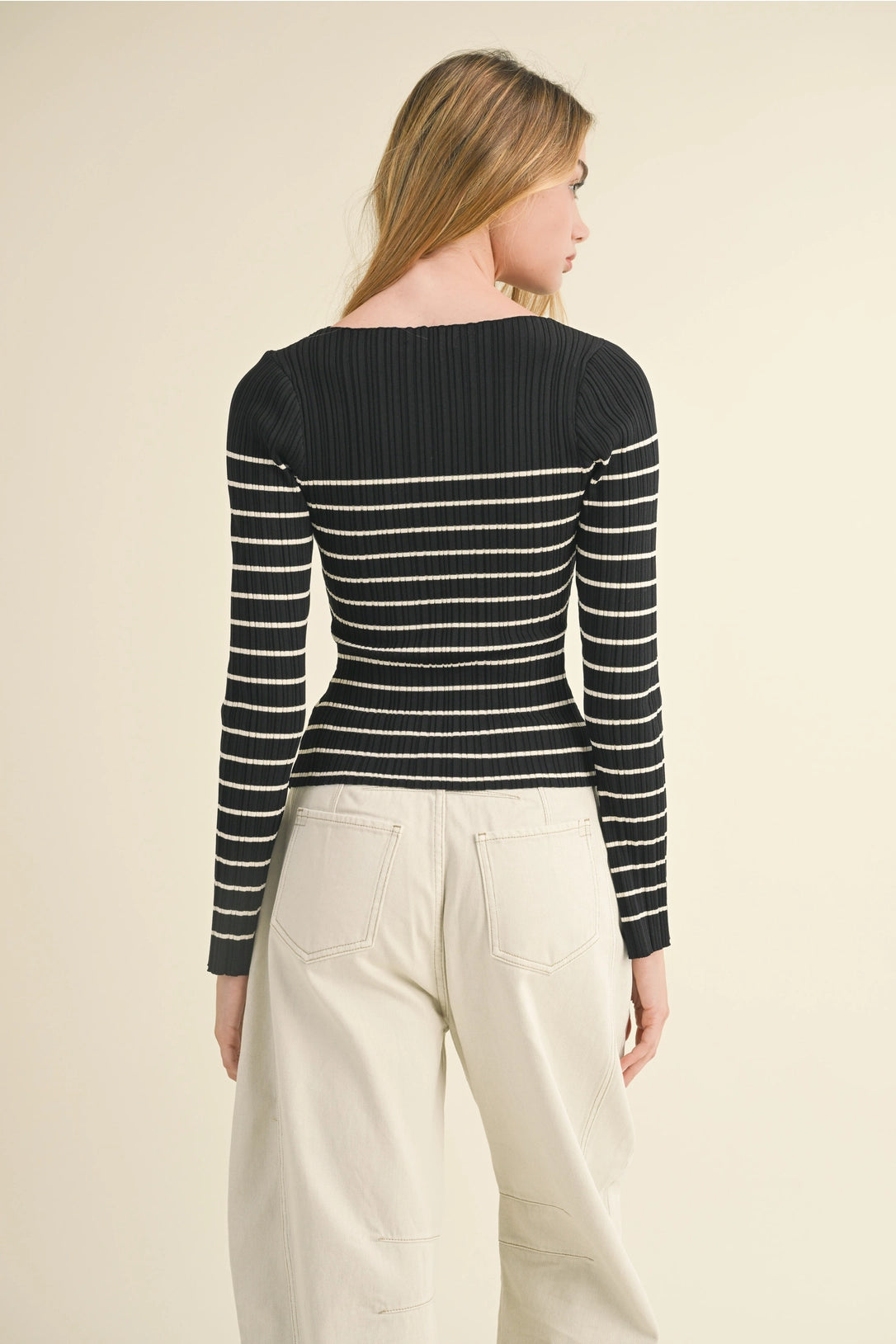 Ribbed Knit Striped Top