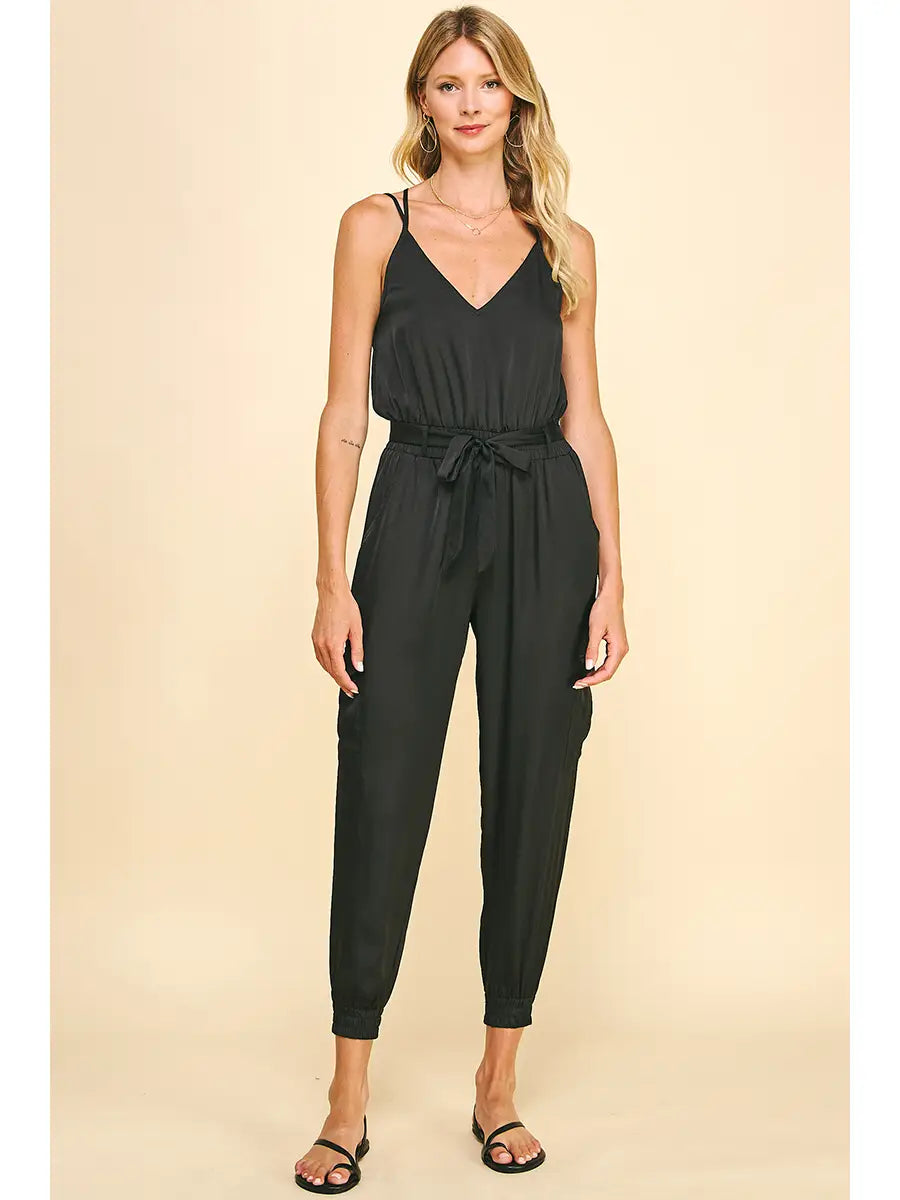 Sleeveless Satin Jumpsuit