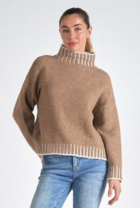 Stitching Turtleneck Sweater