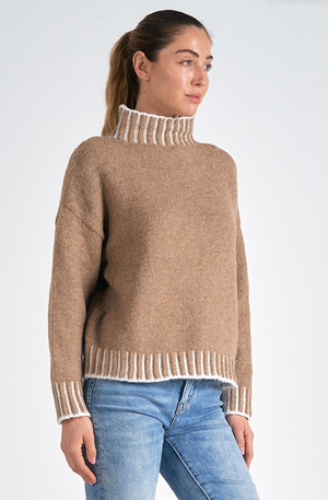 Stitching Turtleneck Sweater