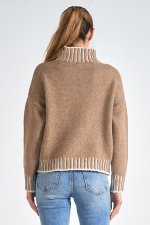 Stitching Turtleneck Sweater