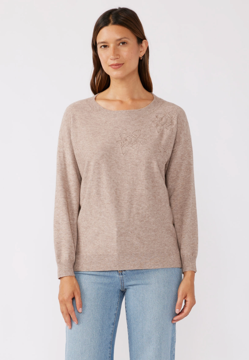 Embroidered Drop-Shoulder Sweater