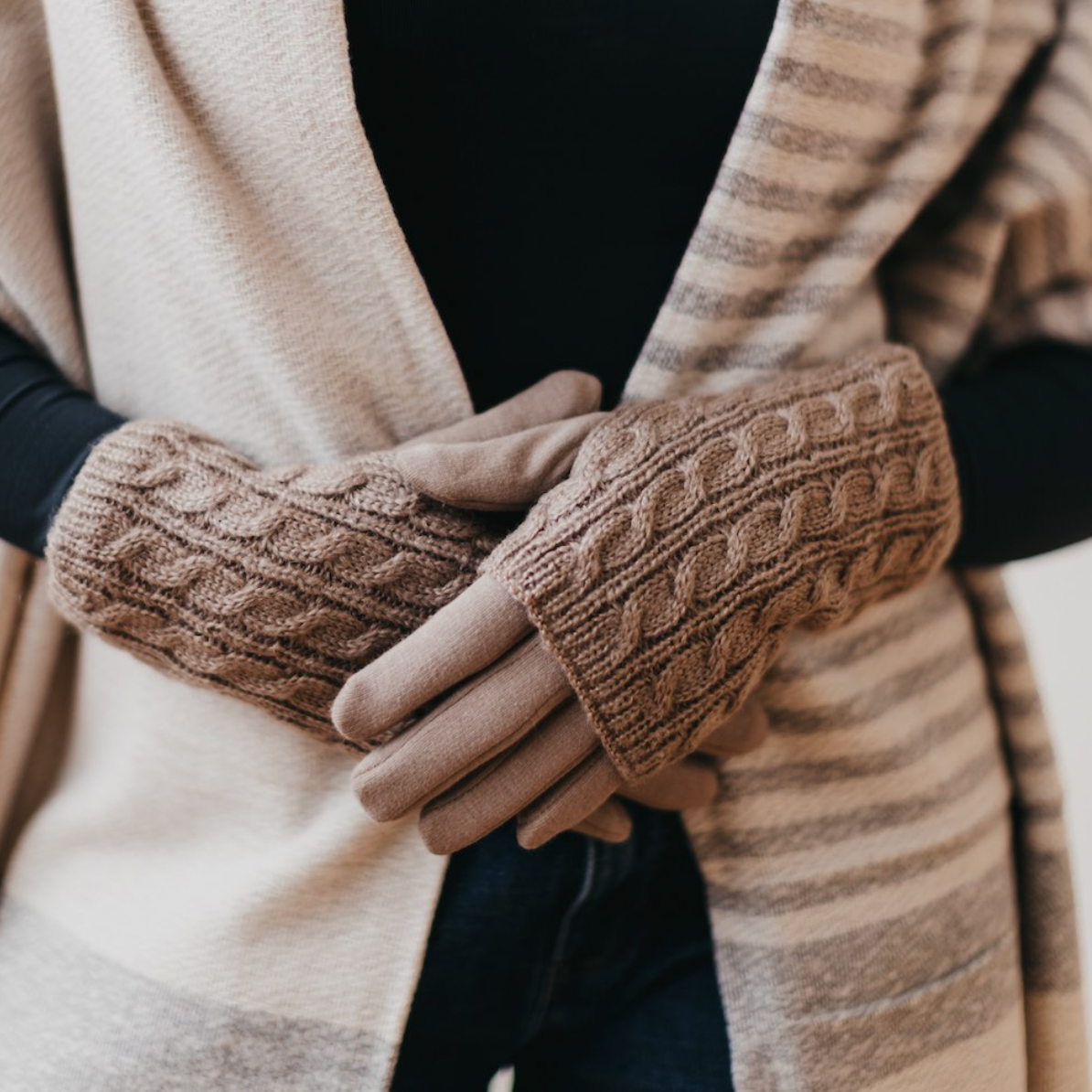 3 in 1 Cable Knit Gloves