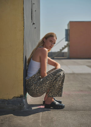 Leopard Relax Fit Denim Overall