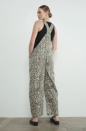 Leopard Relax Fit Denim Overall