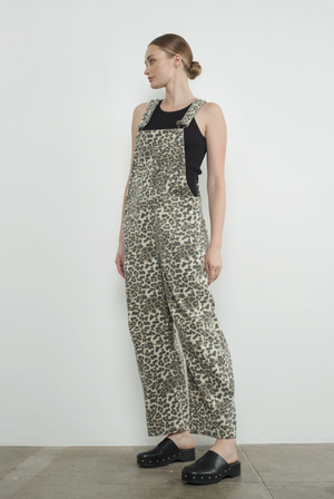 Leopard Relax Fit Denim Overall