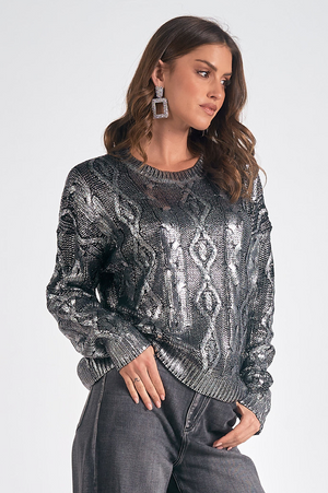 Metallic Crew Neck Sweater