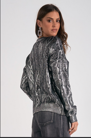 Metallic Crew Neck Sweater