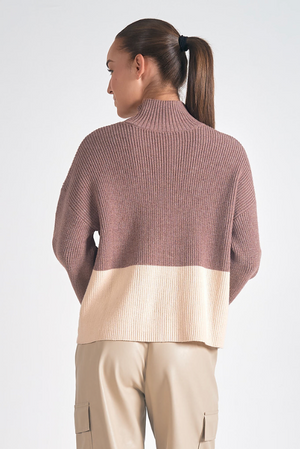 Colorblock Mock Neck Sweater