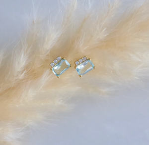 Aquamarine Quartz Stud Earrings