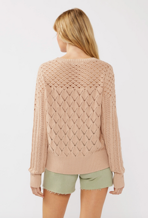 Pointelle Knit Crewneck Sweater