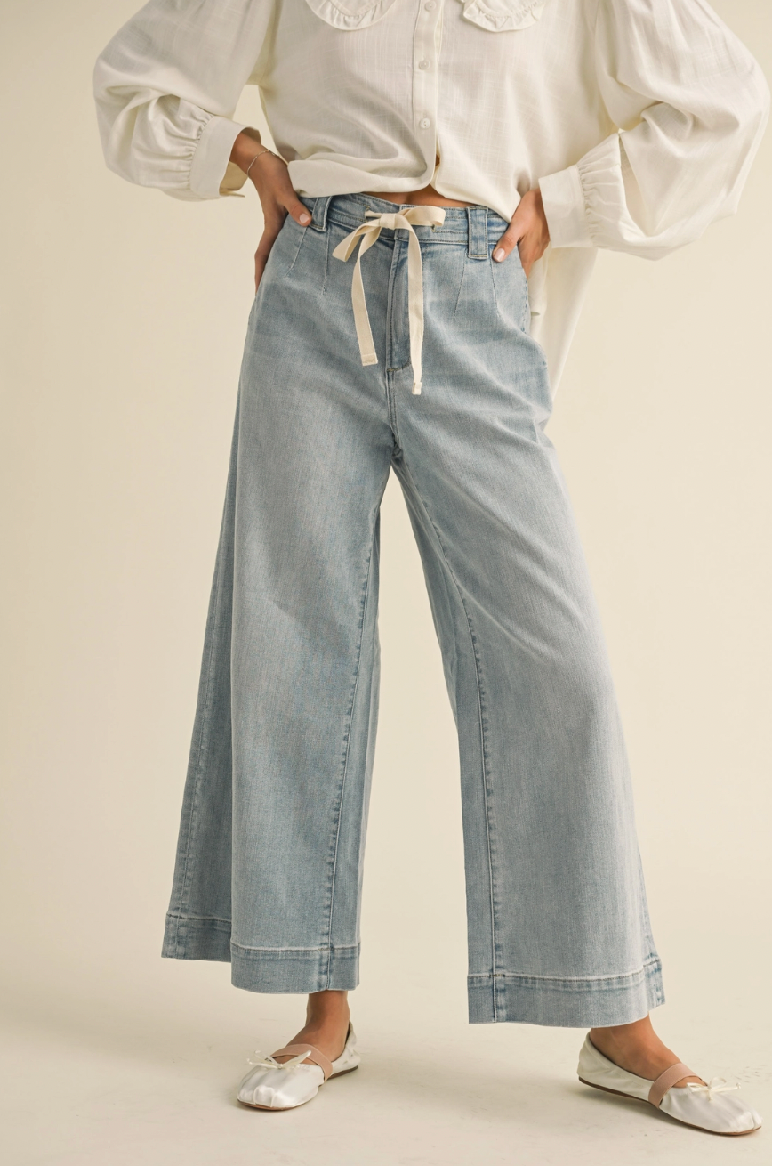 Denim Tie Front Pants