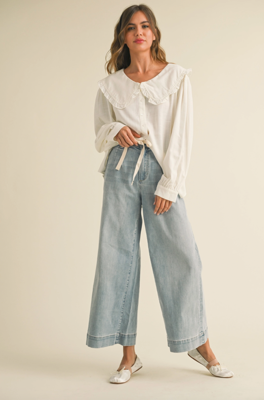 Denim Tie Front Pants