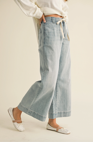 Denim Tie Front Pants