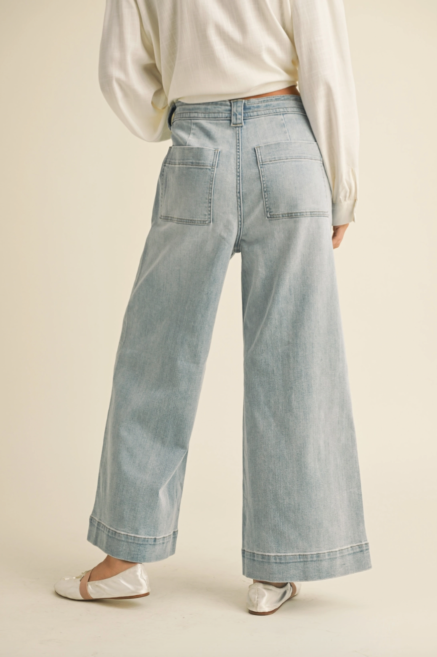 Denim Tie Front Pants