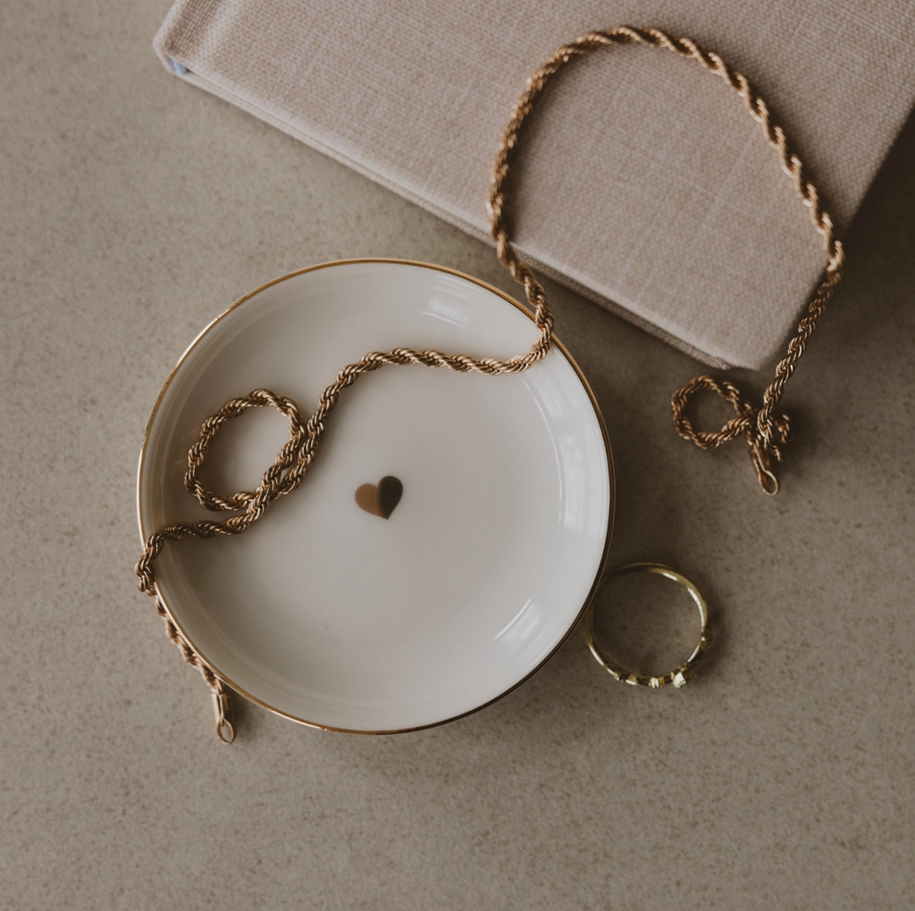 Gold Heart Jewelry Dish