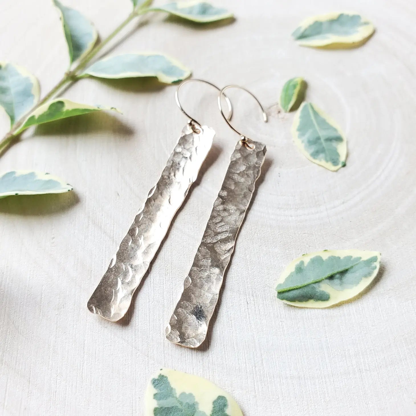 Sterling Hammered Bar Earrings