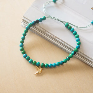 Chrysocolla Hummingbird Charm Bracelet