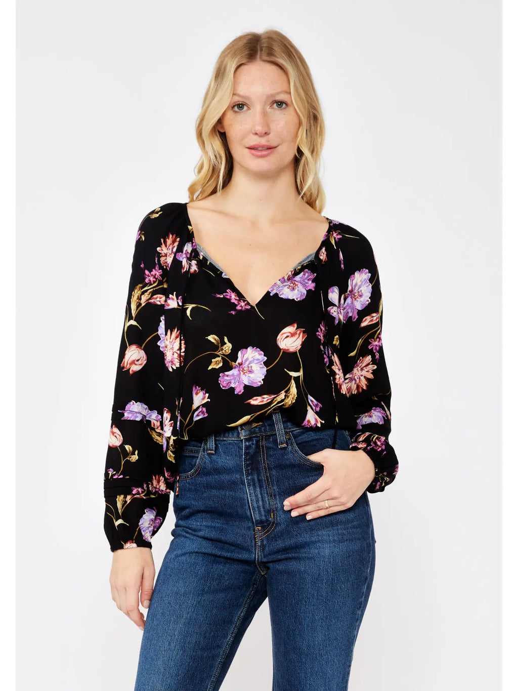 Pintuck Floral Blouse