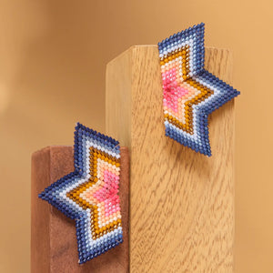 Beaded Handwoven Medium Half Star Earrings