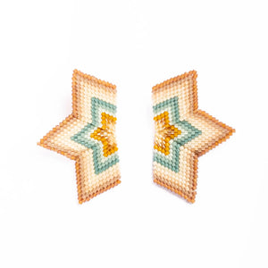 Beaded Handwoven Medium Half Star Earrings