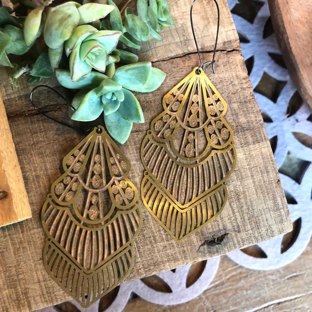 Peacock Brass Earrings