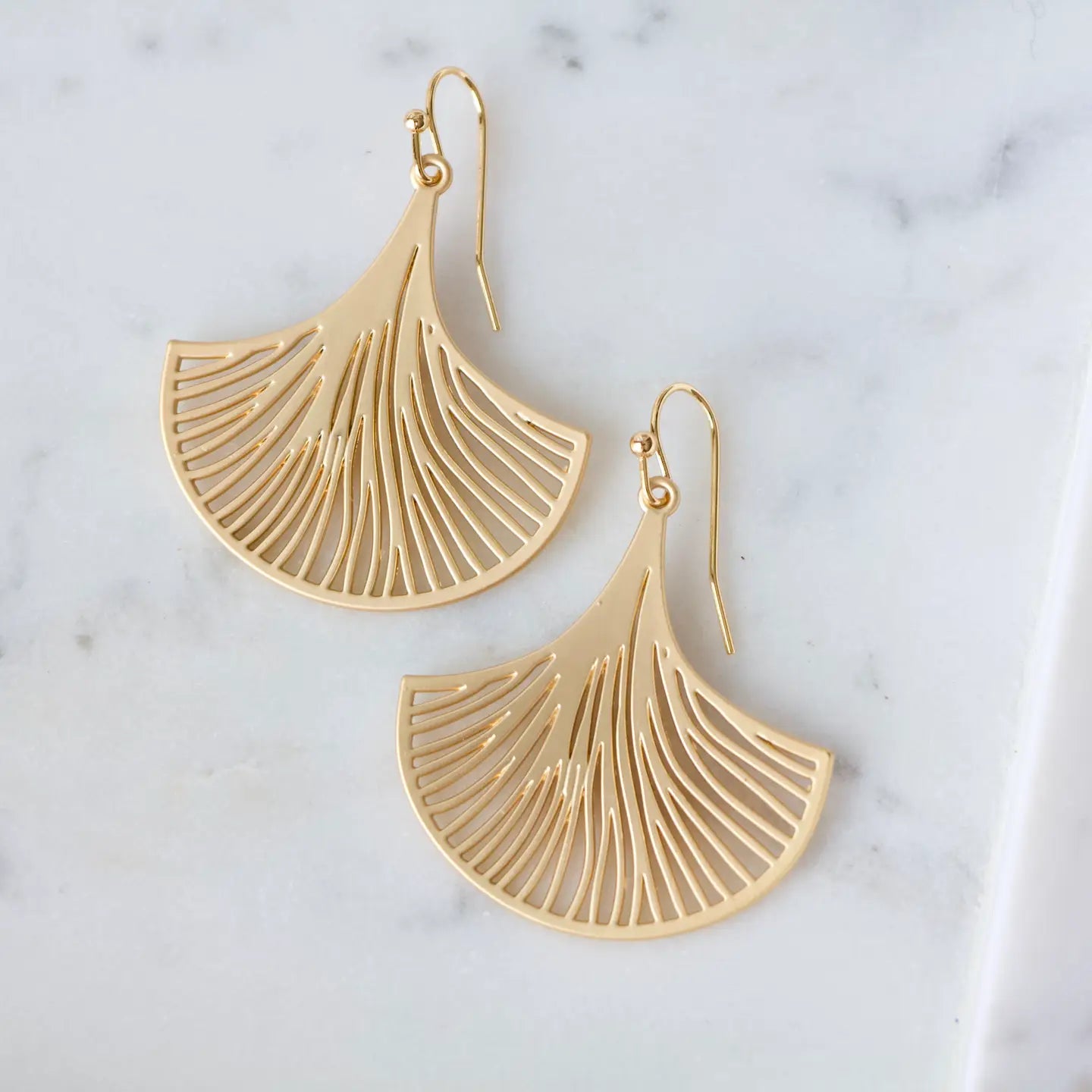 Gold Plated Fan Earrings