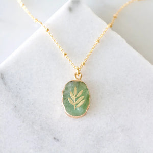 Leaf Gemstone Necklace