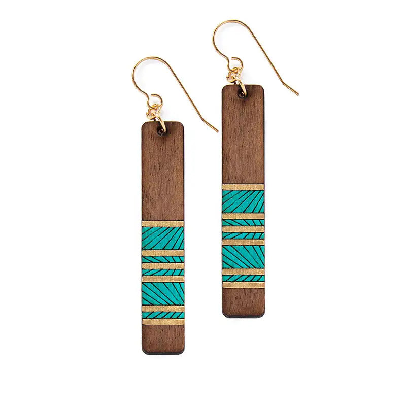 Lines Medium Teal Earrings