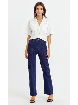 Maria Tucked Cropped Shirt