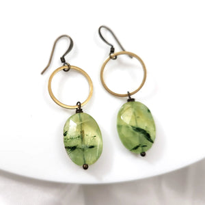 Prehnite Circle Earrings