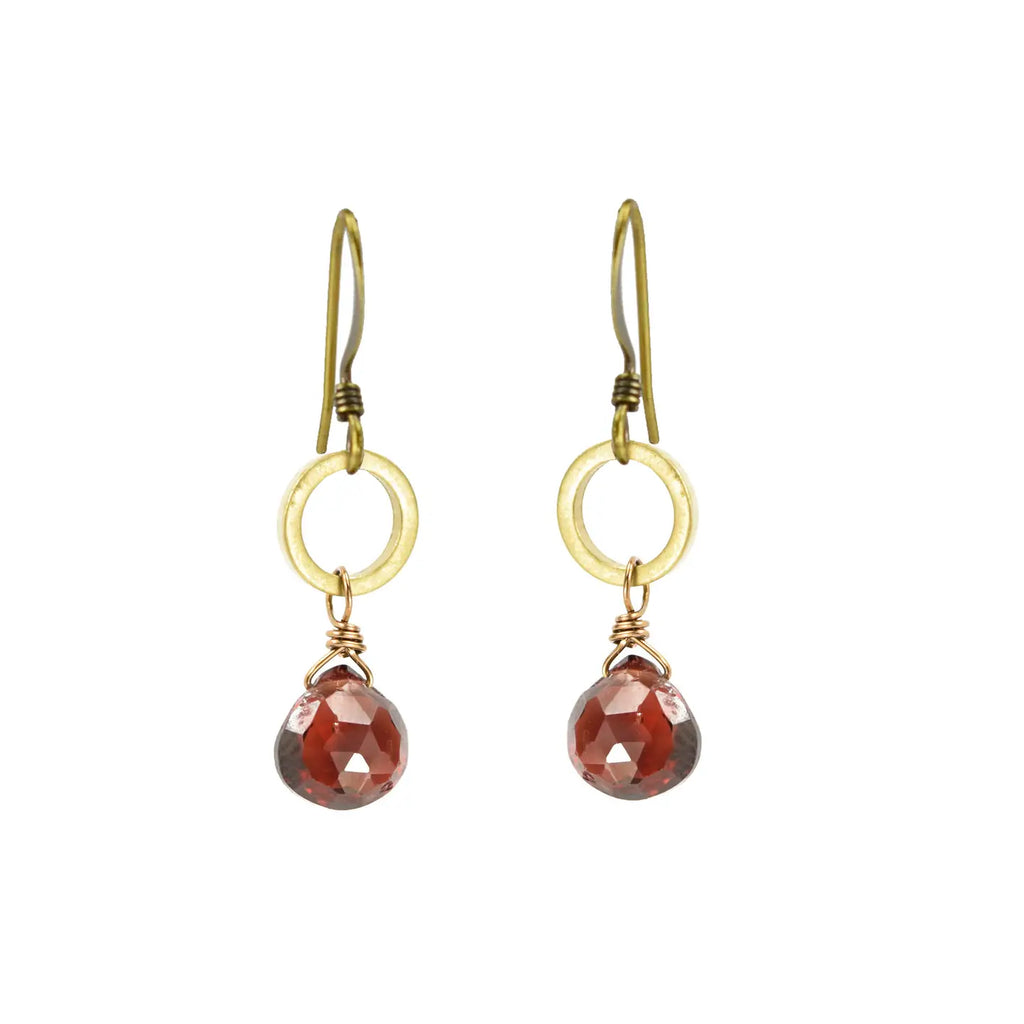 Red Garnet Circle Earrings