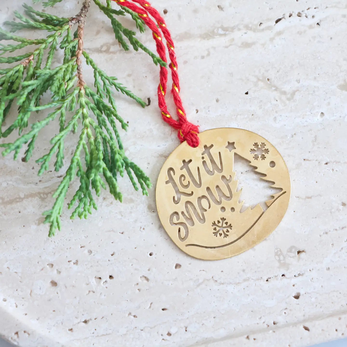 Let It Snow Brass Ornament