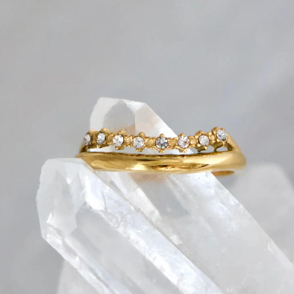 Crystal Stacked Wave Ring