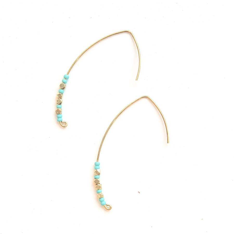 Turquoise & Brass Crescent Earrings